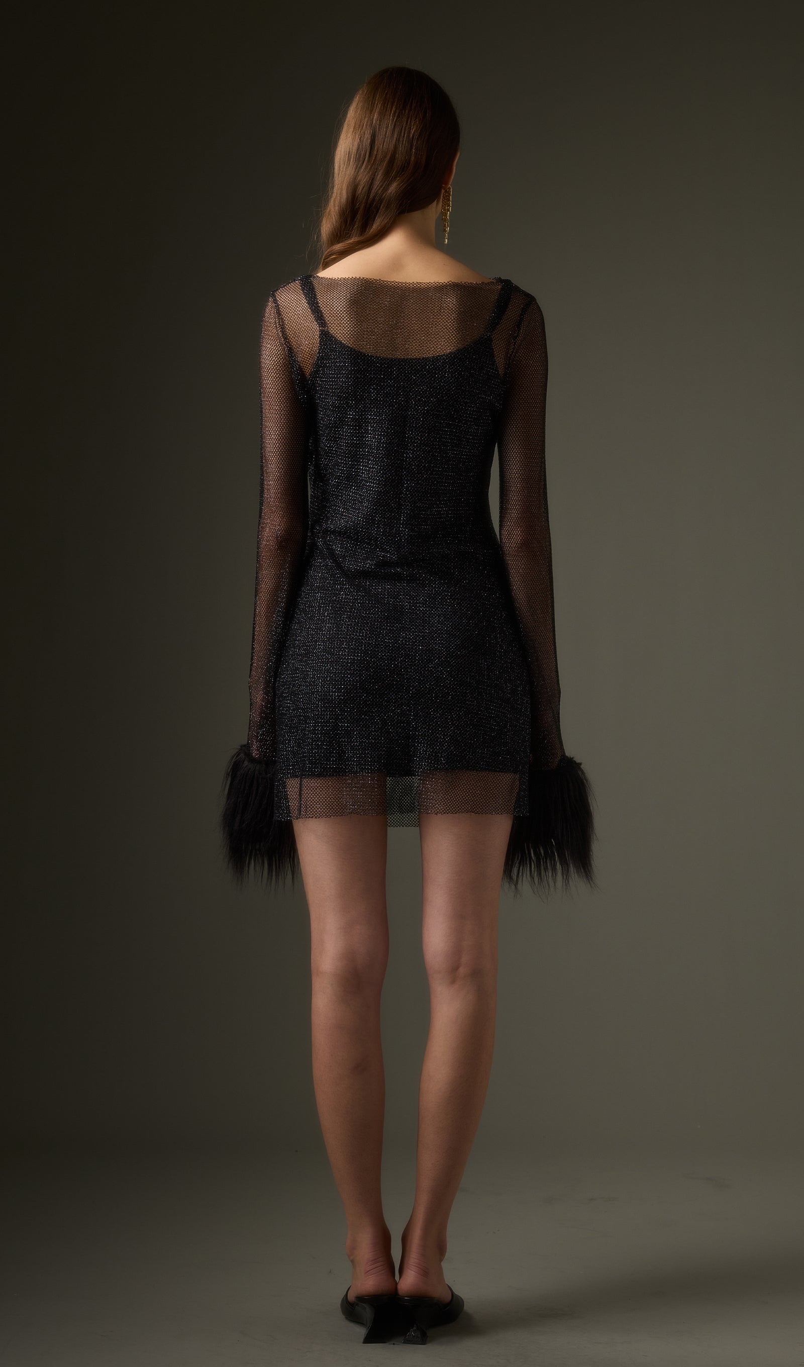 Sheer  Mini Dress in Black