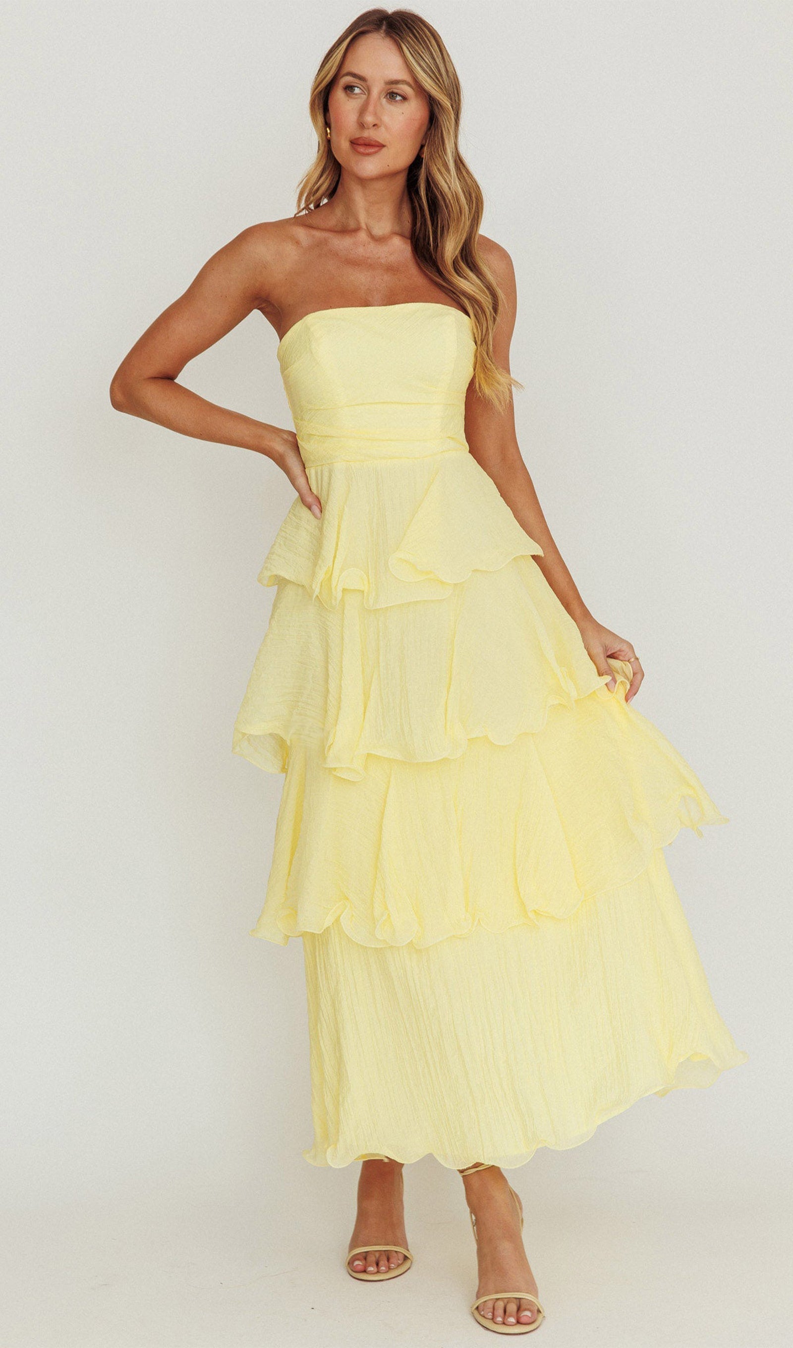 Strapless Layered Midi Dress