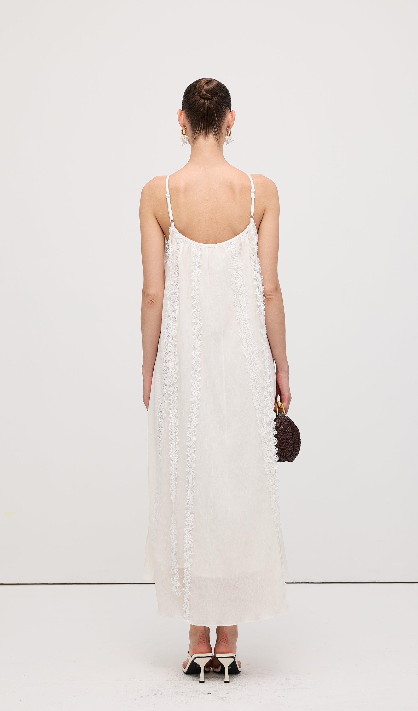 Embroidered Cotton And Linen Midi Dress