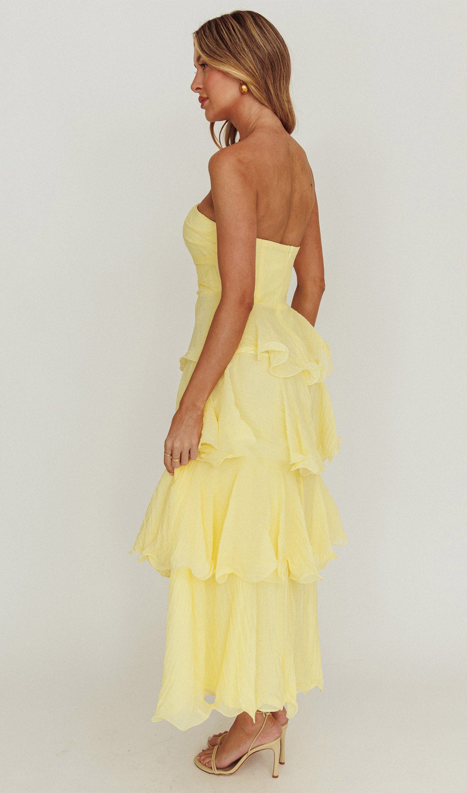 Strapless Layered Midi Dress