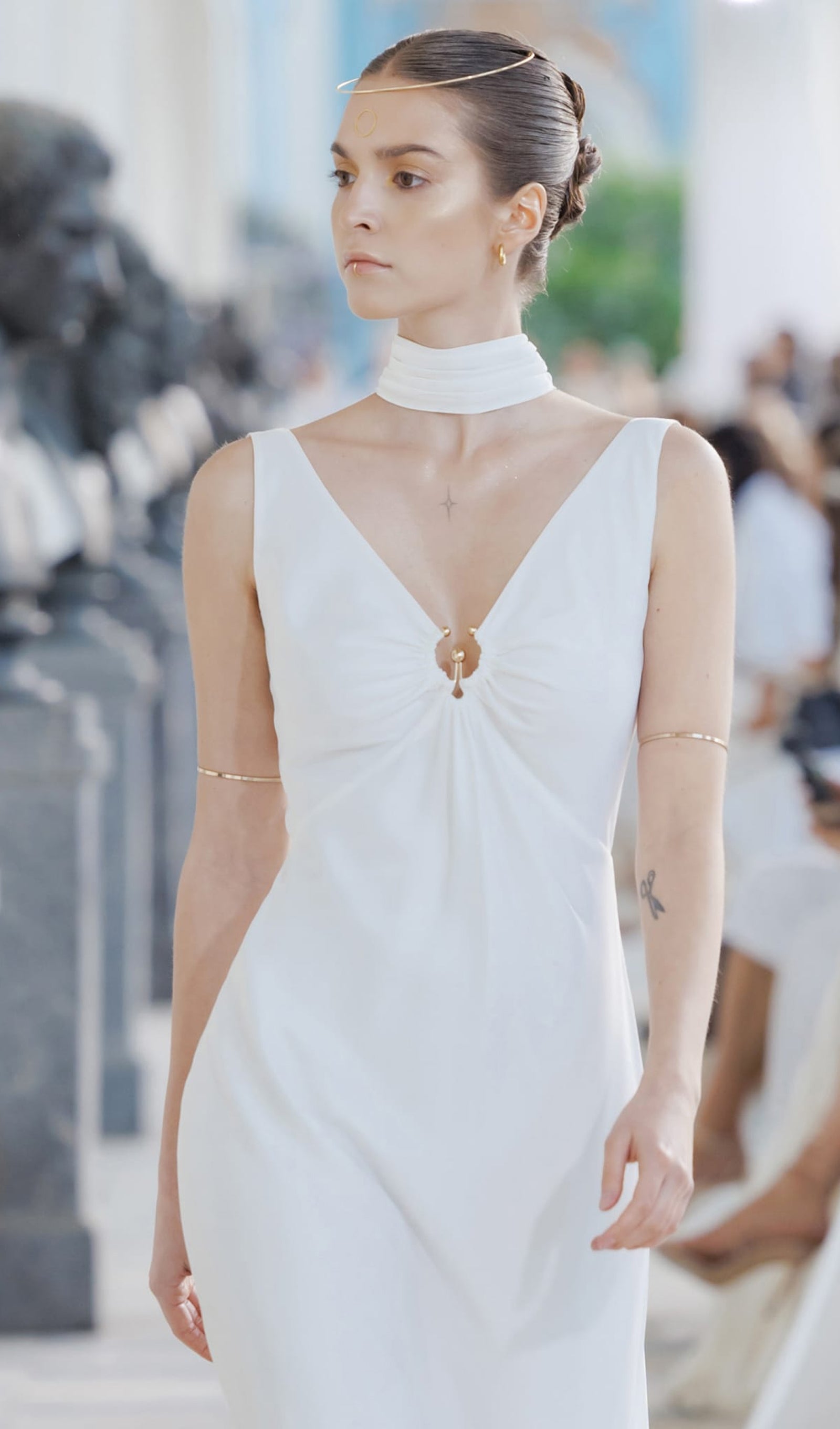 Fitted V Neck Maxi Dress