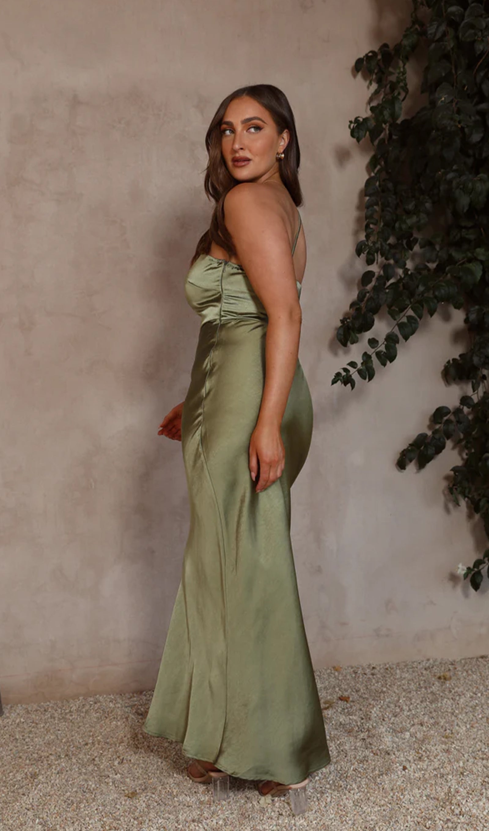 Satin Single Shoulder Strap Maxi Dress