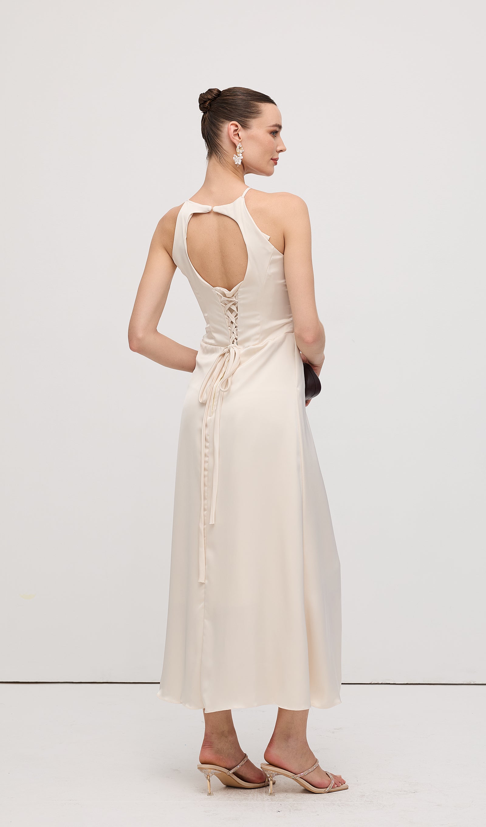 Sleeveless Satin Midi Dress