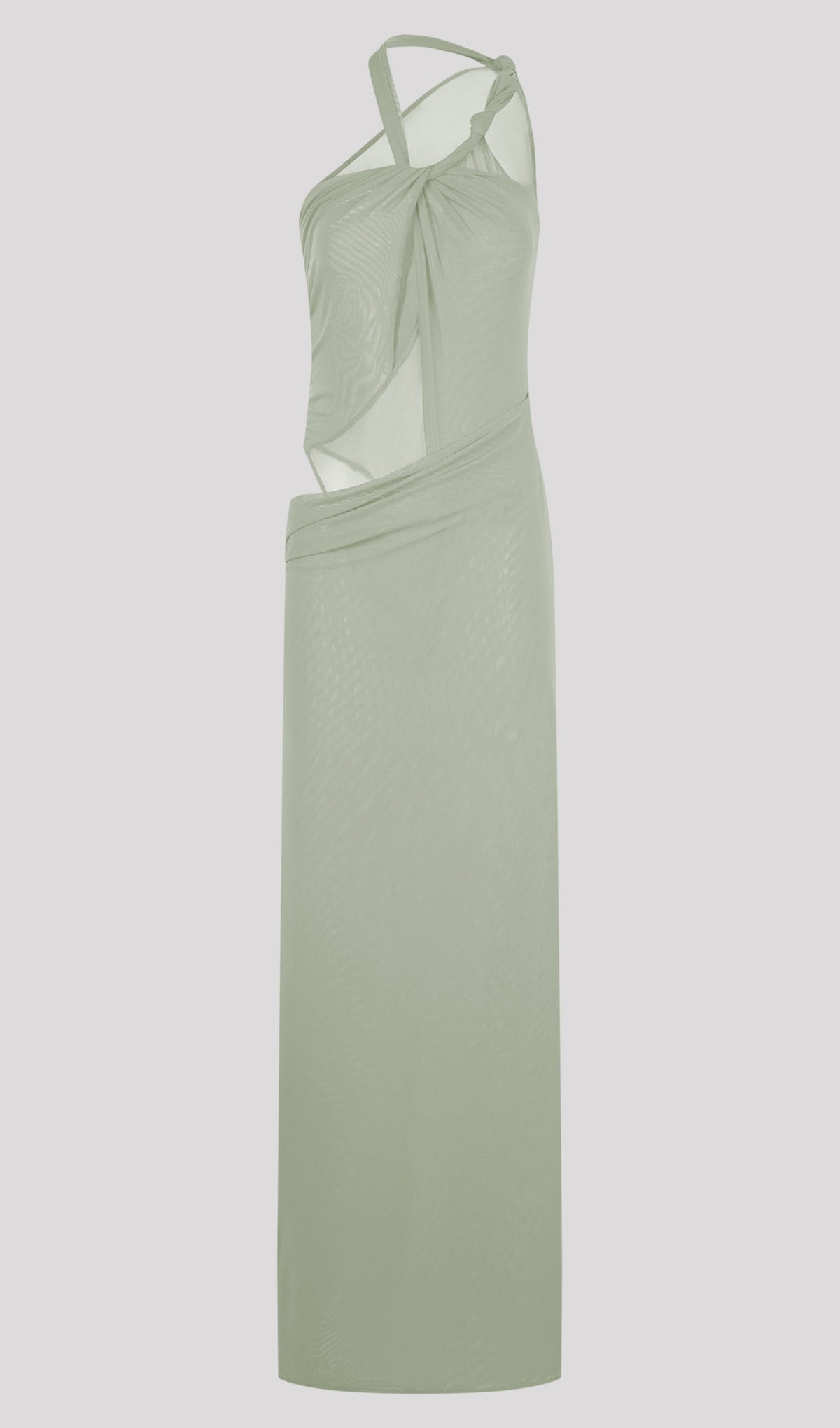 Knotted Mesh Maxi Dress In Sage