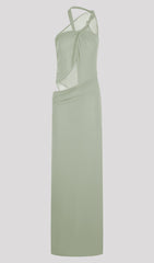 Knotted Mesh Maxi Dress In Sage