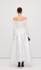 Off Shoulder Panelled Maxi Dress