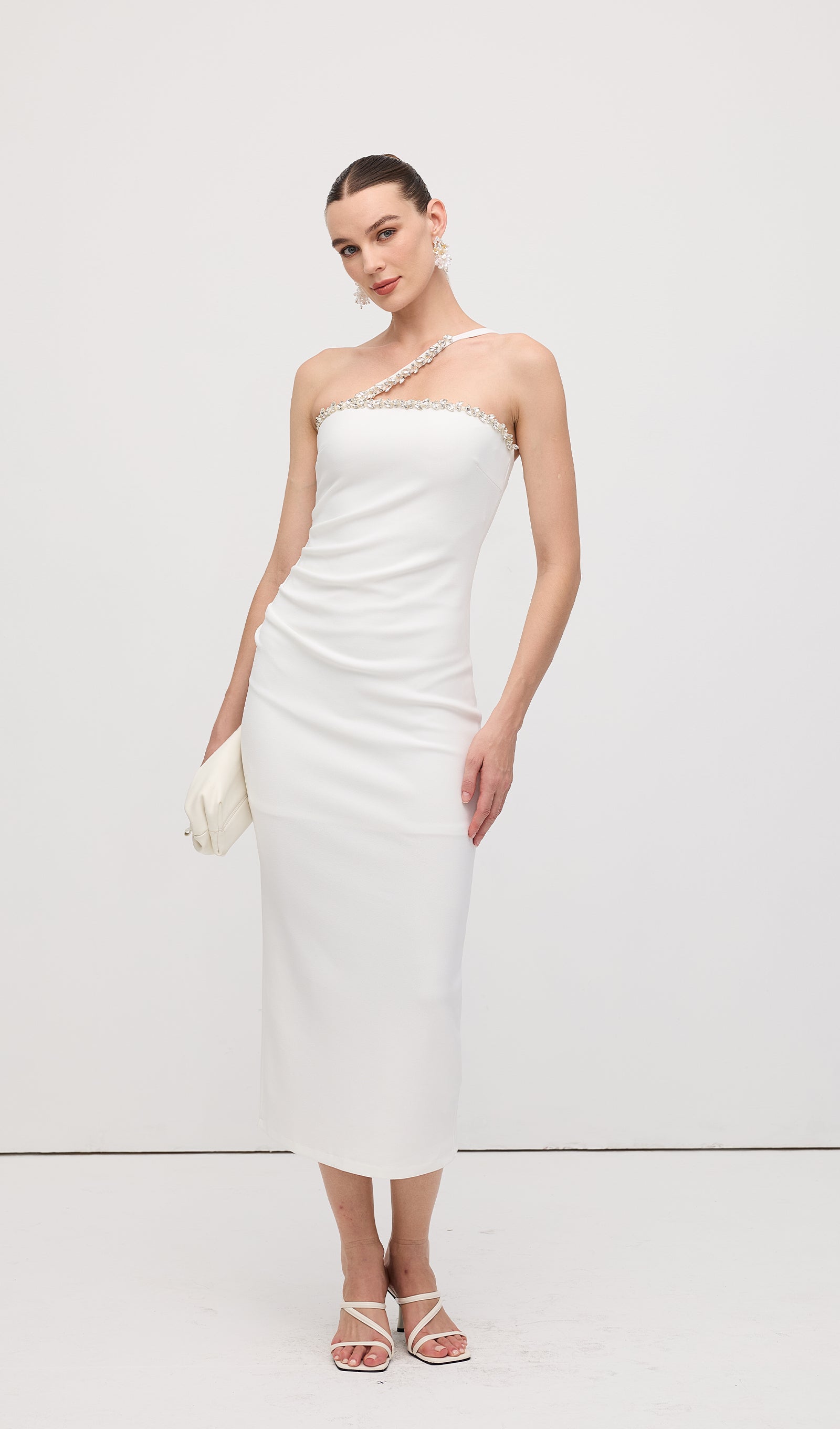 Diamond Chain Off Shoulder Midi Dress