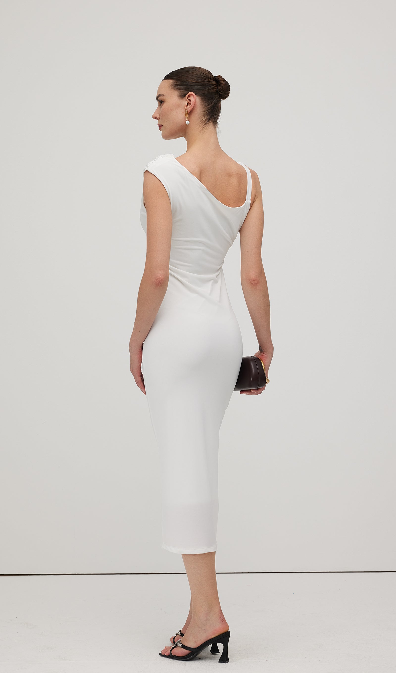 Asymmetric Metallic  Sleeveless Midi Dress