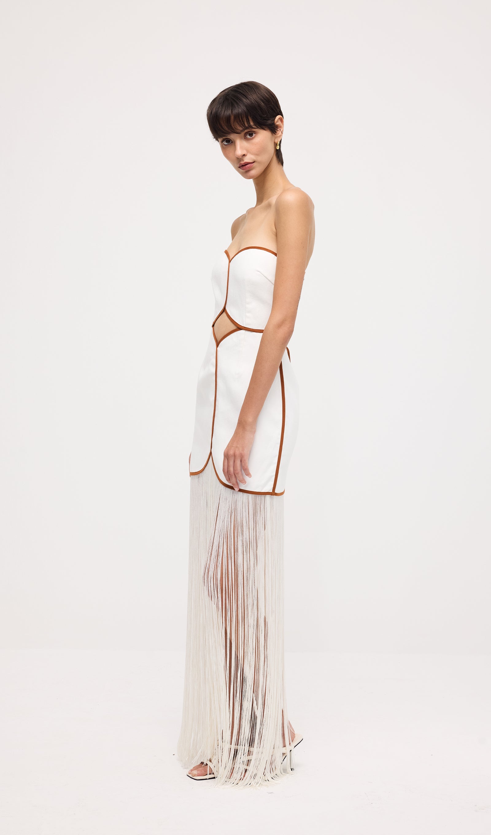 Tassel Off Shoulder Hollow Out Maxi Dress