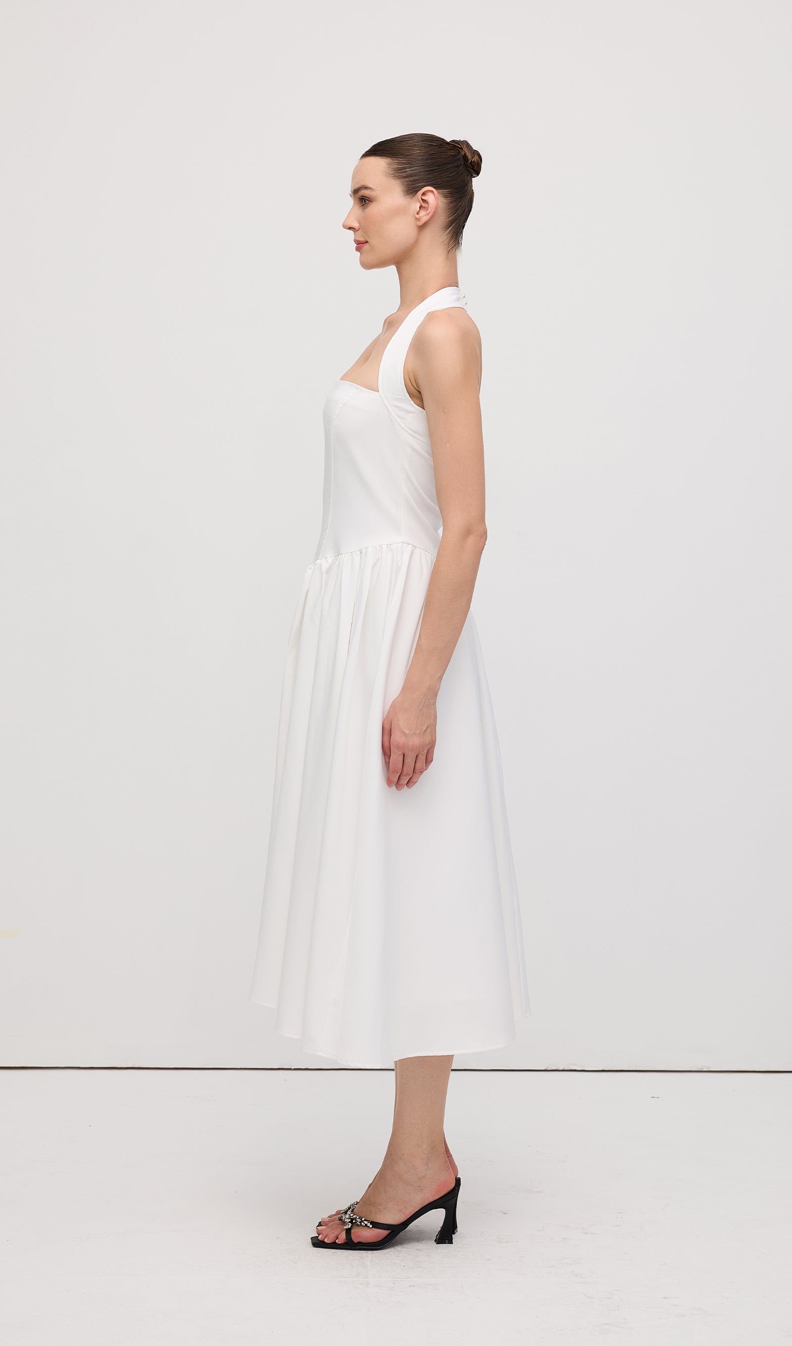 Solid Halter Midi Dress