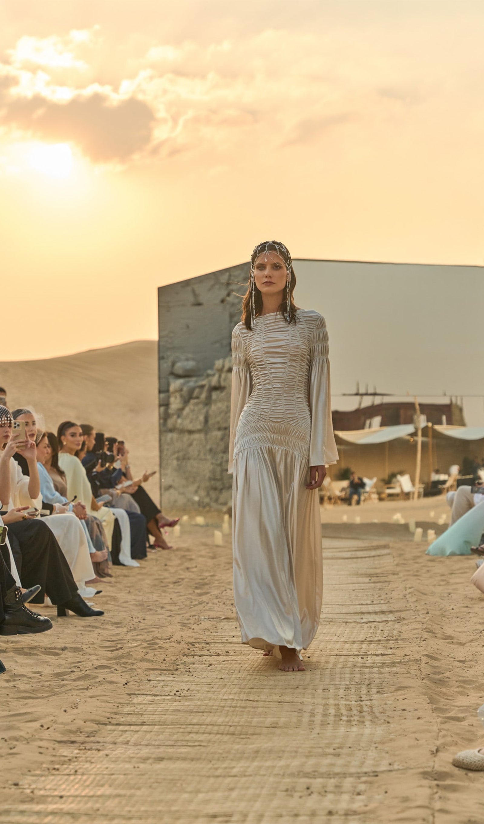 Metallic Elasticated Gathers Maxi Dress