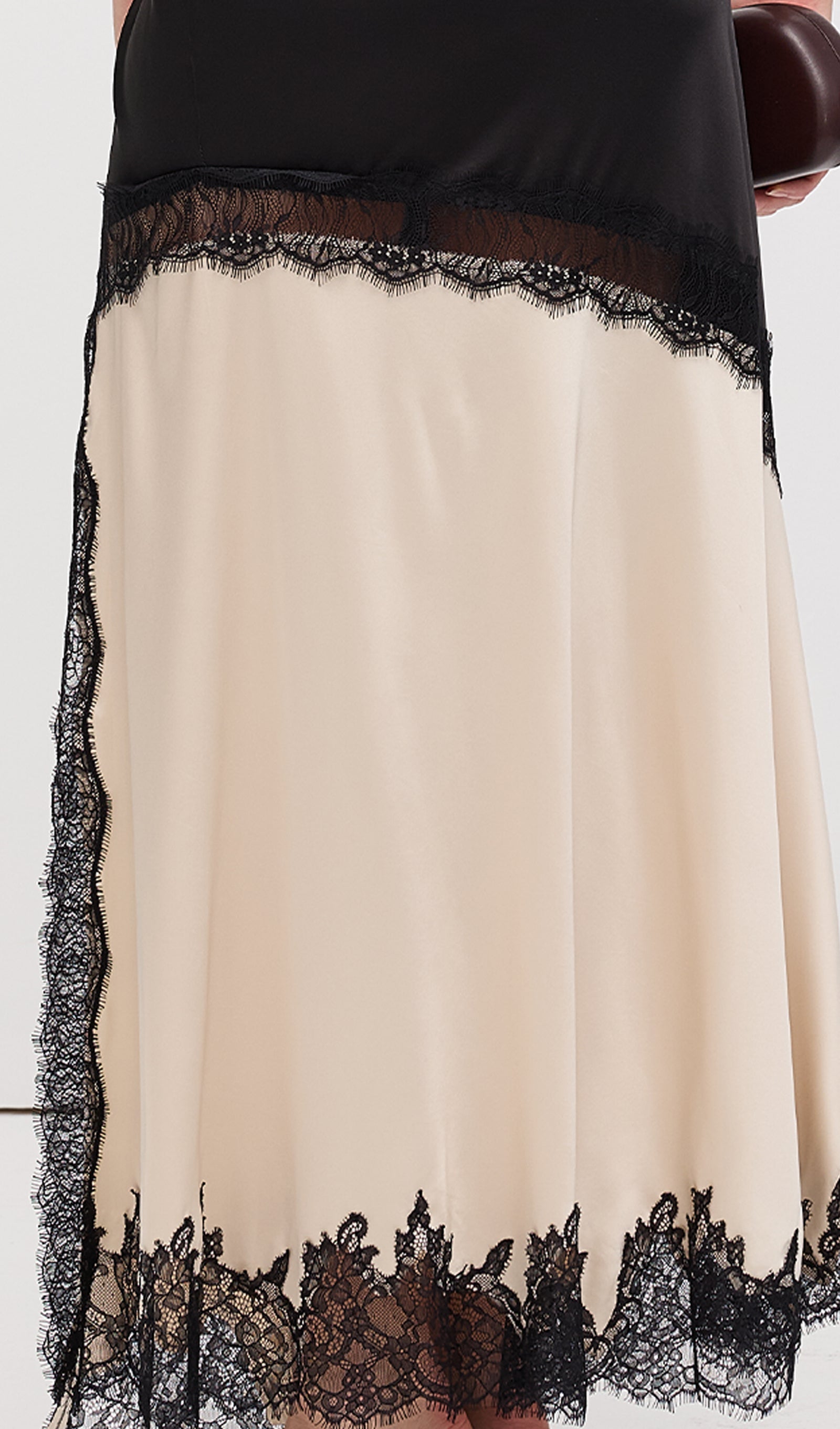 Diagonal Lace Slit Maxi Dress