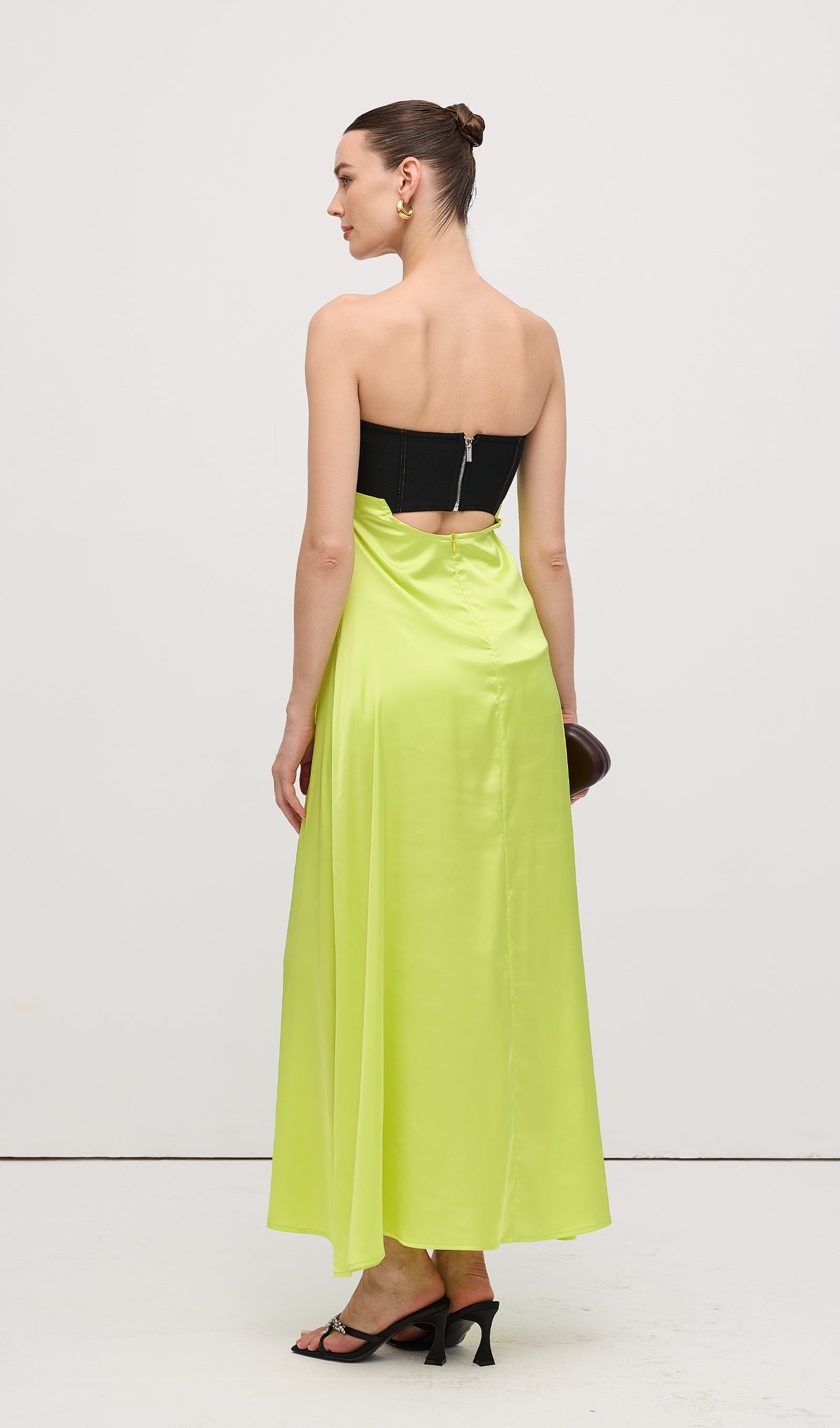 Corsetry Inspired Strapless Maxi Dress