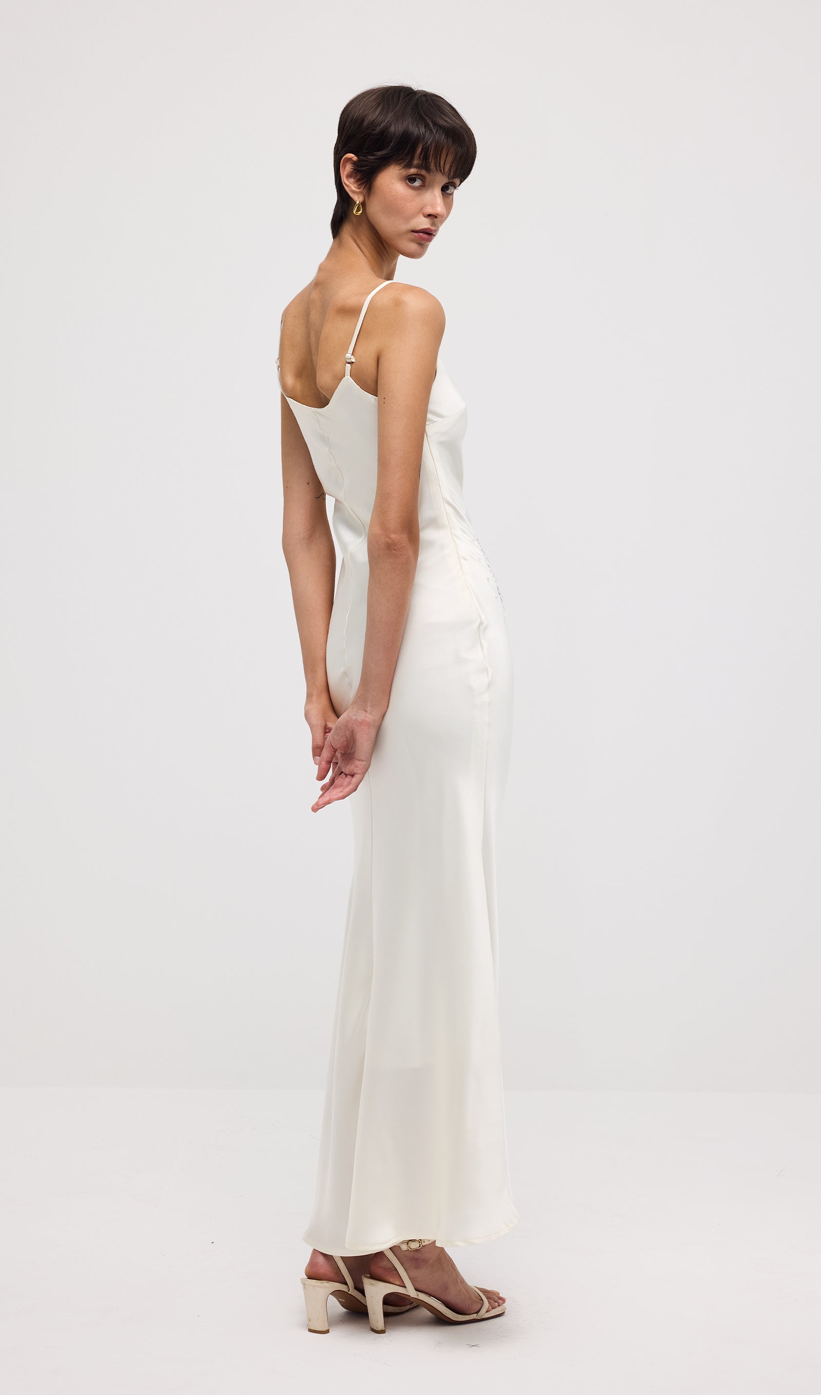 Solid Satin Sleeveless Maxi Dress