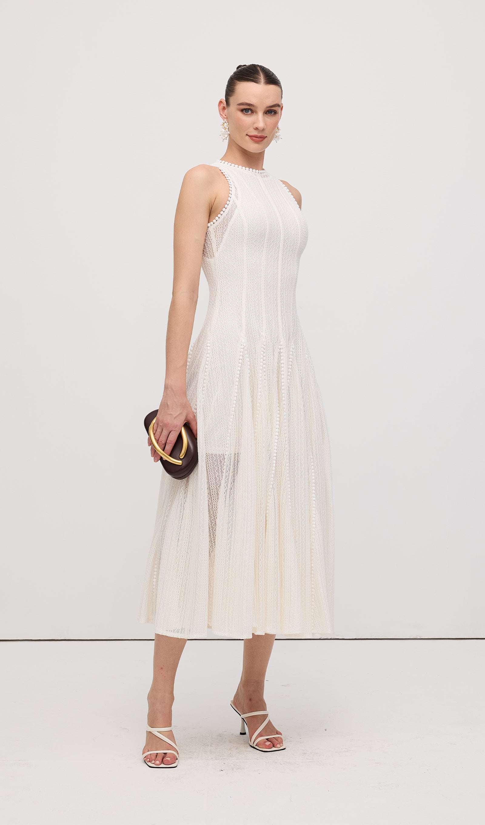 Semi Sheer Lace Sleeveless Maxi Dress