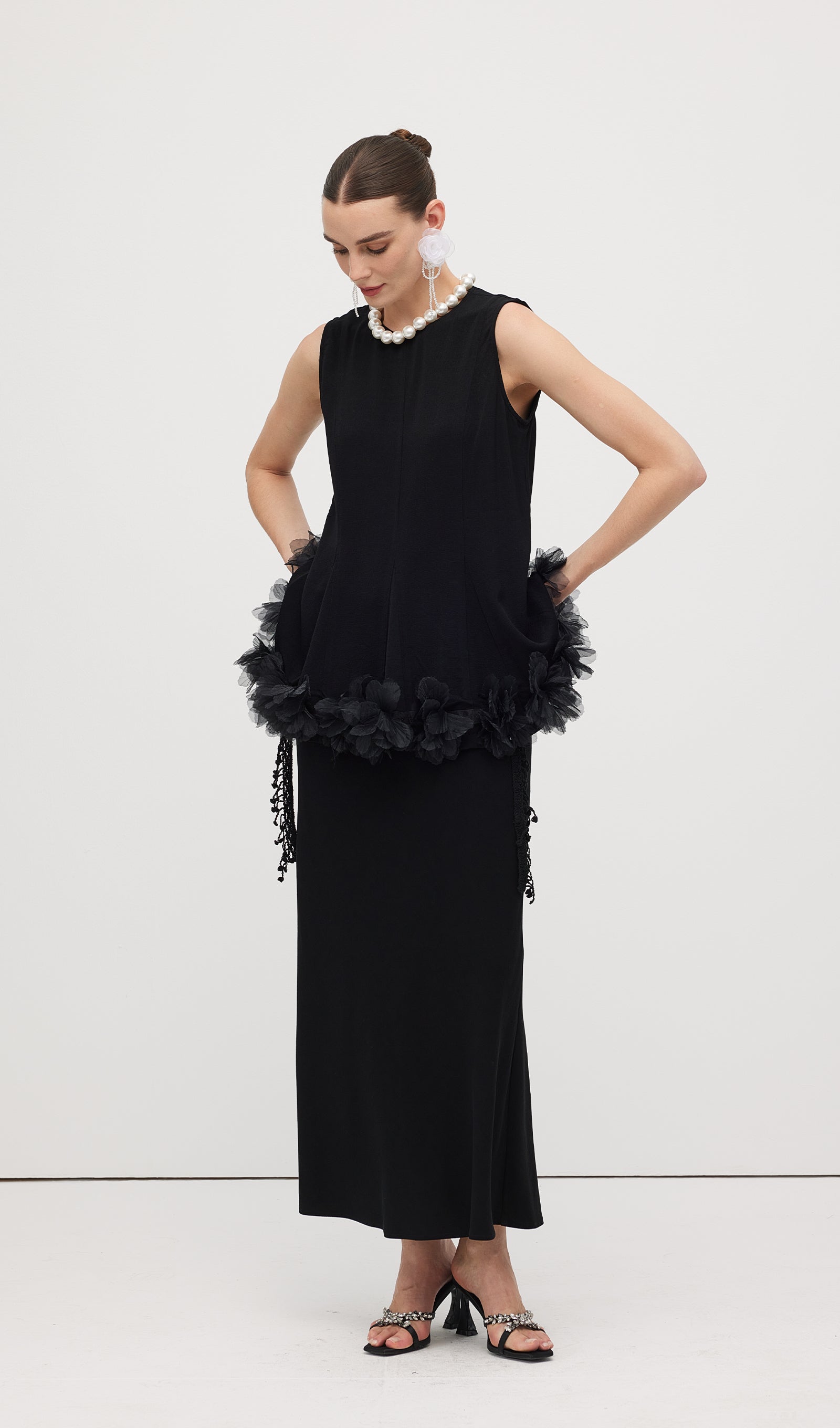 Sleeveless Ruffle Maxi Dress Sets