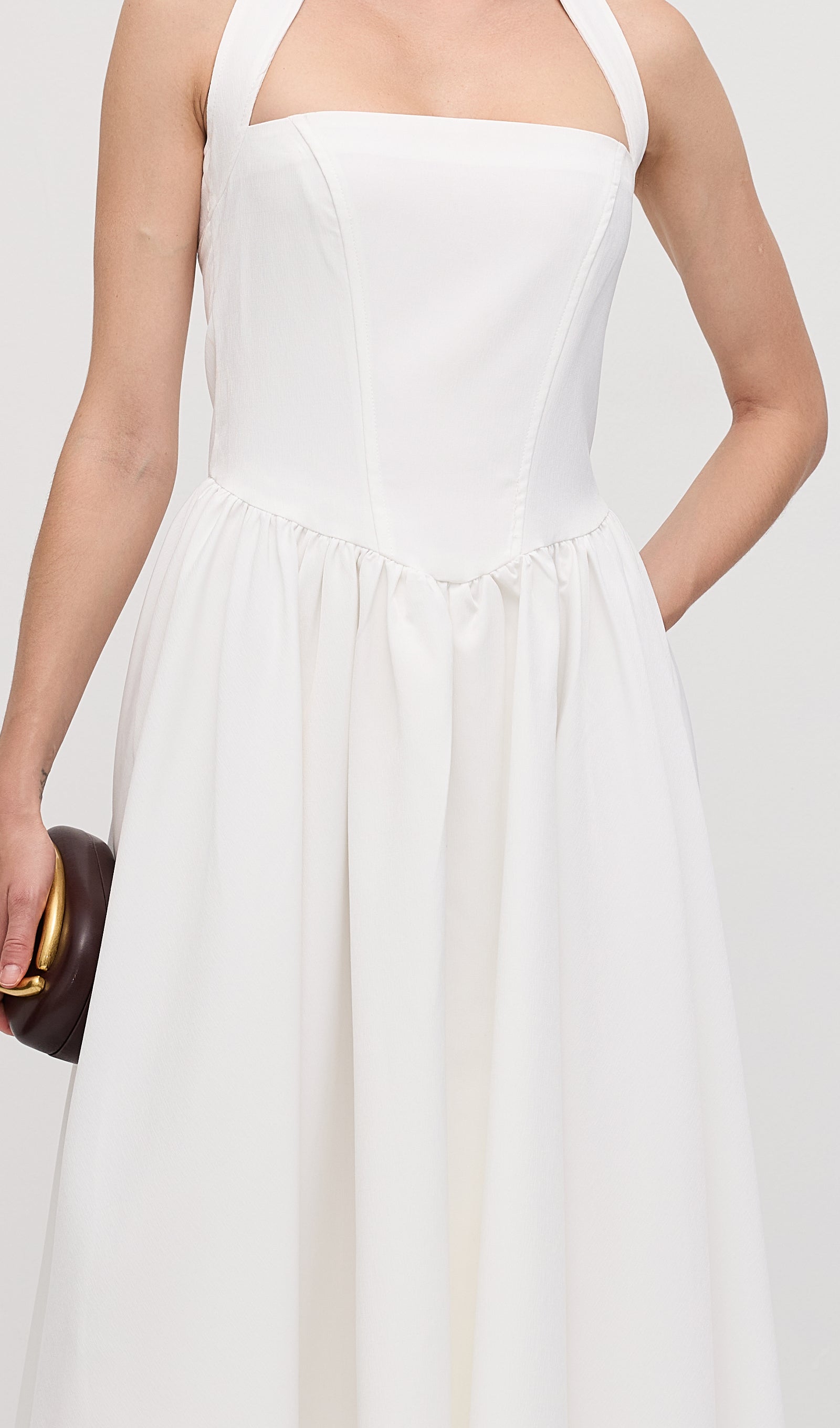 Solid Halter Midi Dress