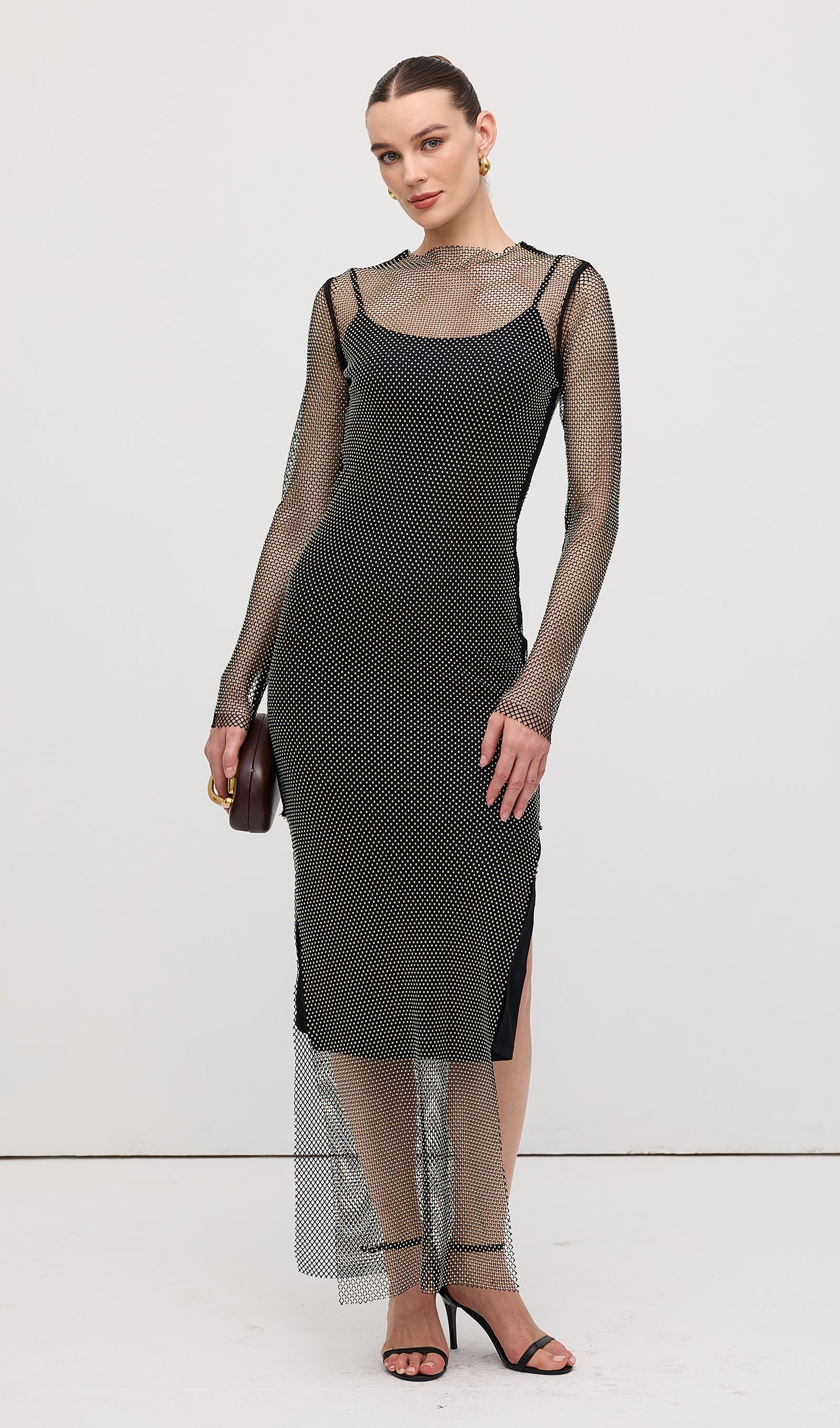 Mesh With Monochrome Maxi Dress