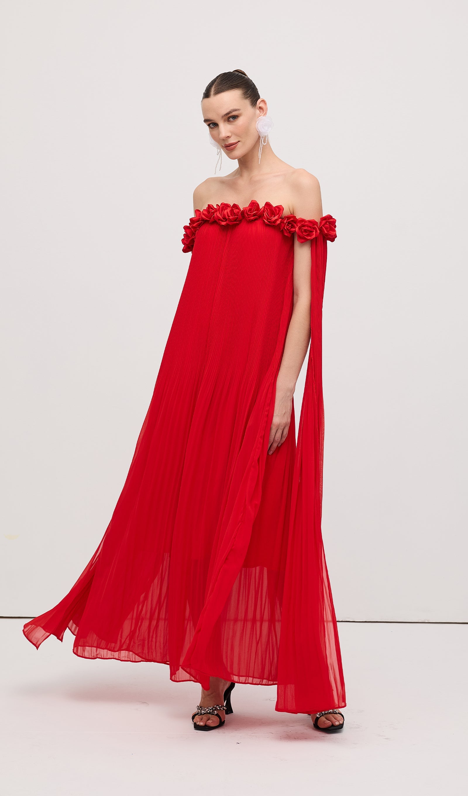 Off Shoulder Draped Maxi Dress