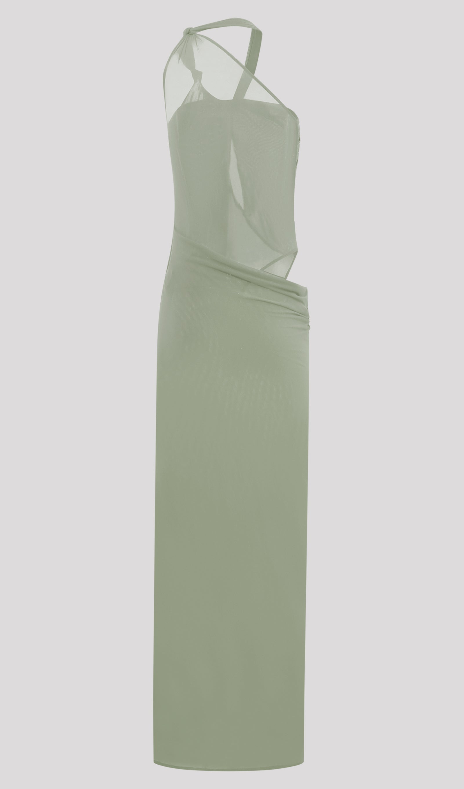 Knotted Mesh Maxi Dress In Sage
