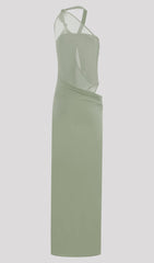 Knotted Mesh Maxi Dress In Sage