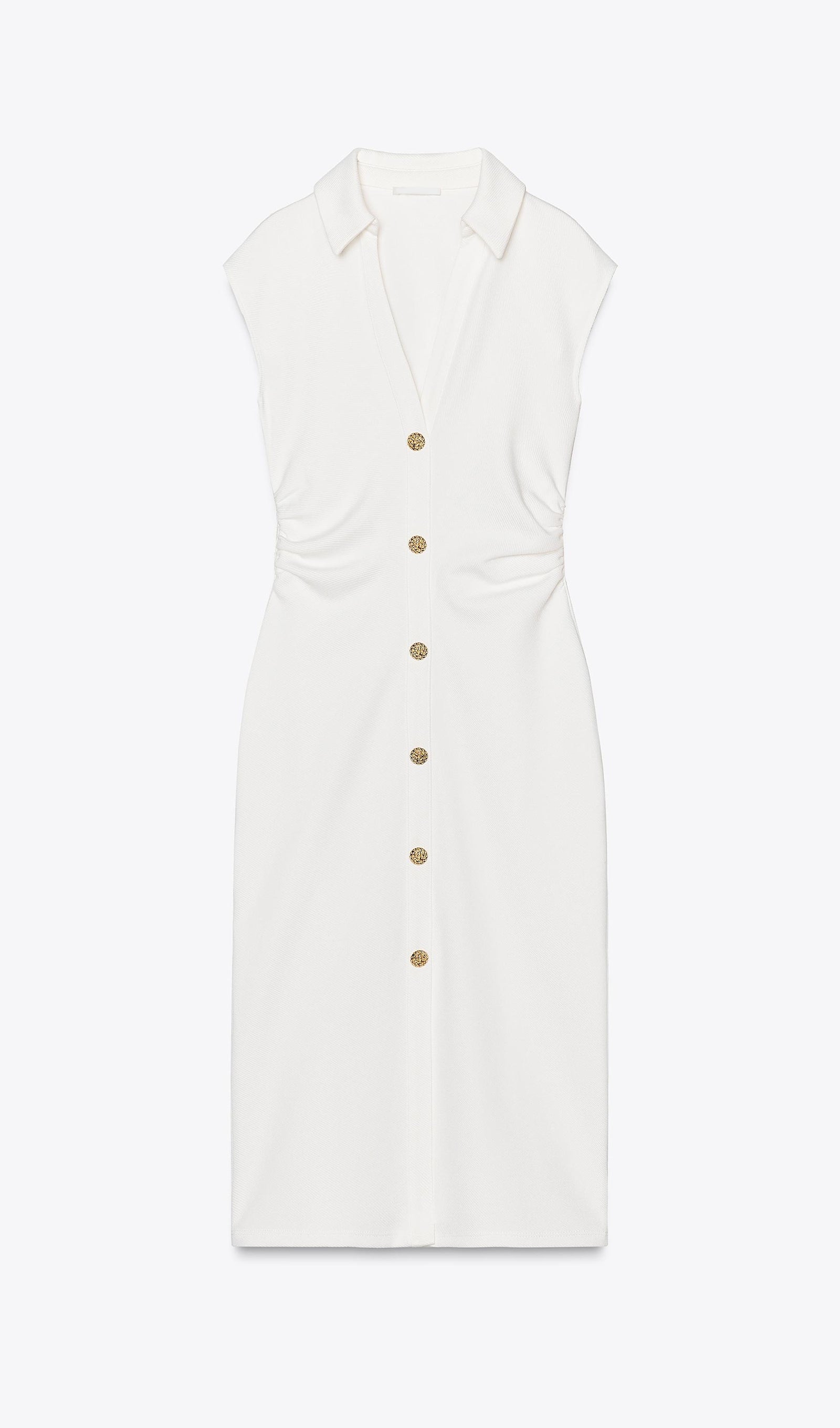 Solid Pique Shirt Midi Dress