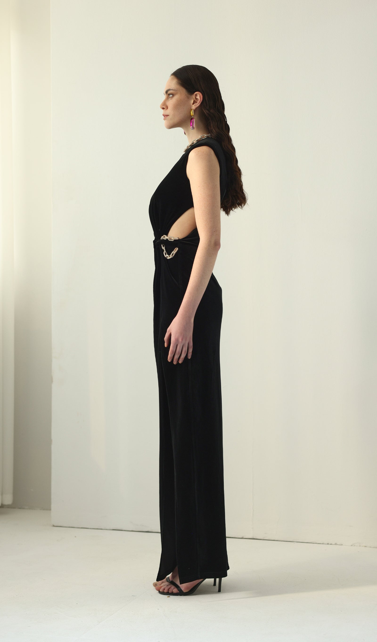 Embellished Velvet Split Maxi Dress