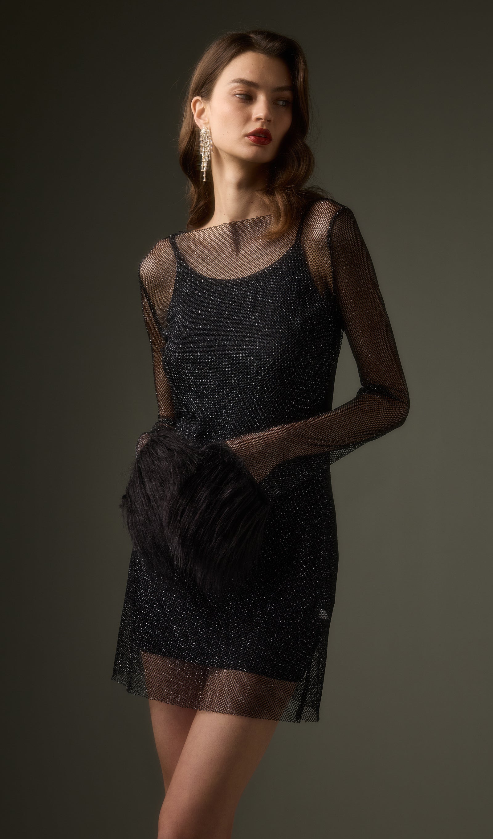 Sheer  Mini Dress in Black