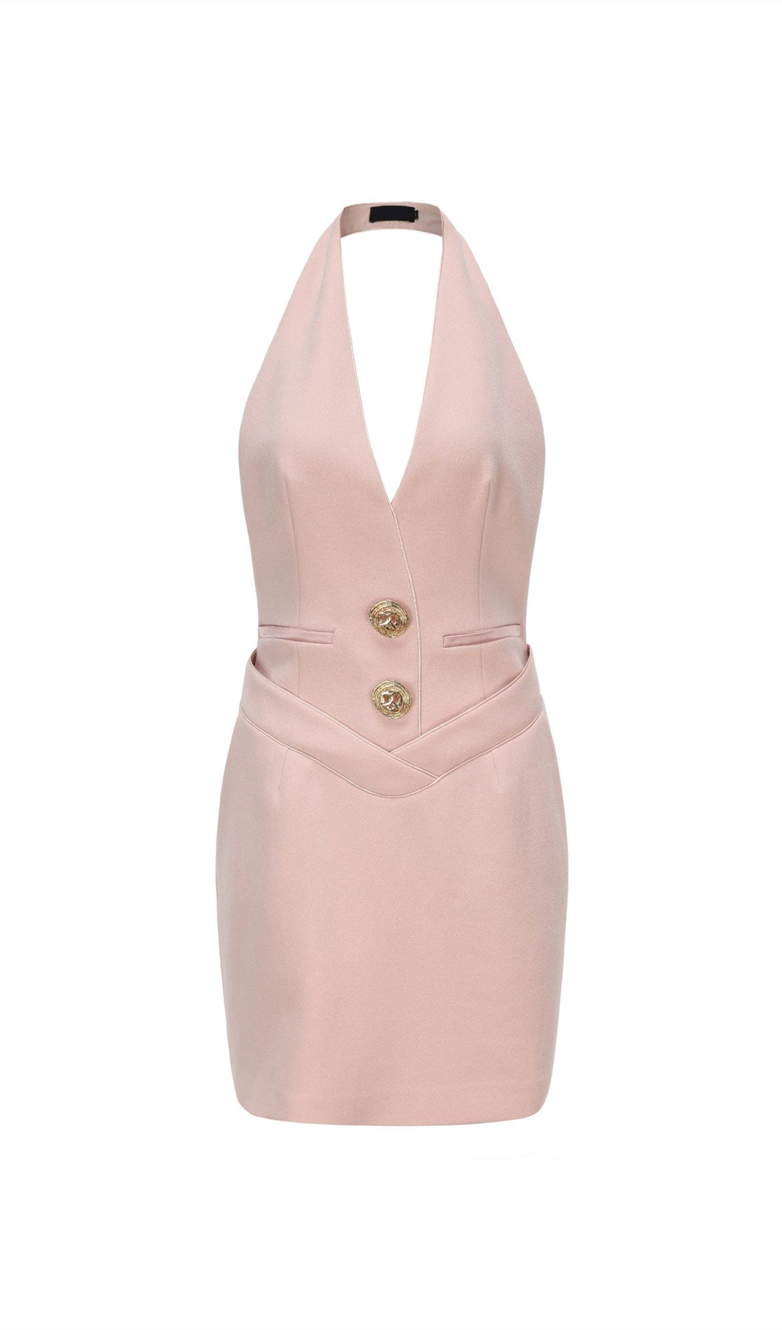Halter Suit Mini Dress In Pink