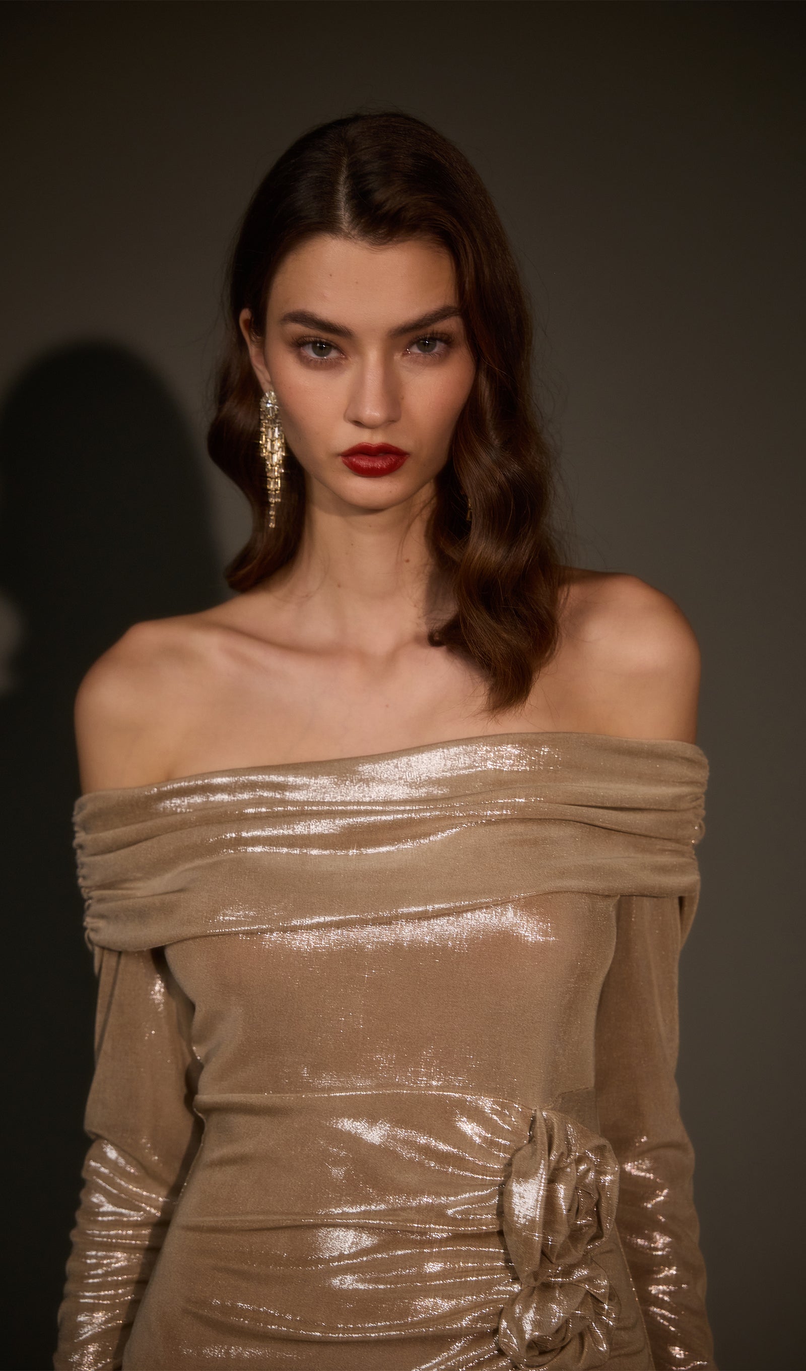 Solid Off Shoulder Long Sleeve Mini Dress