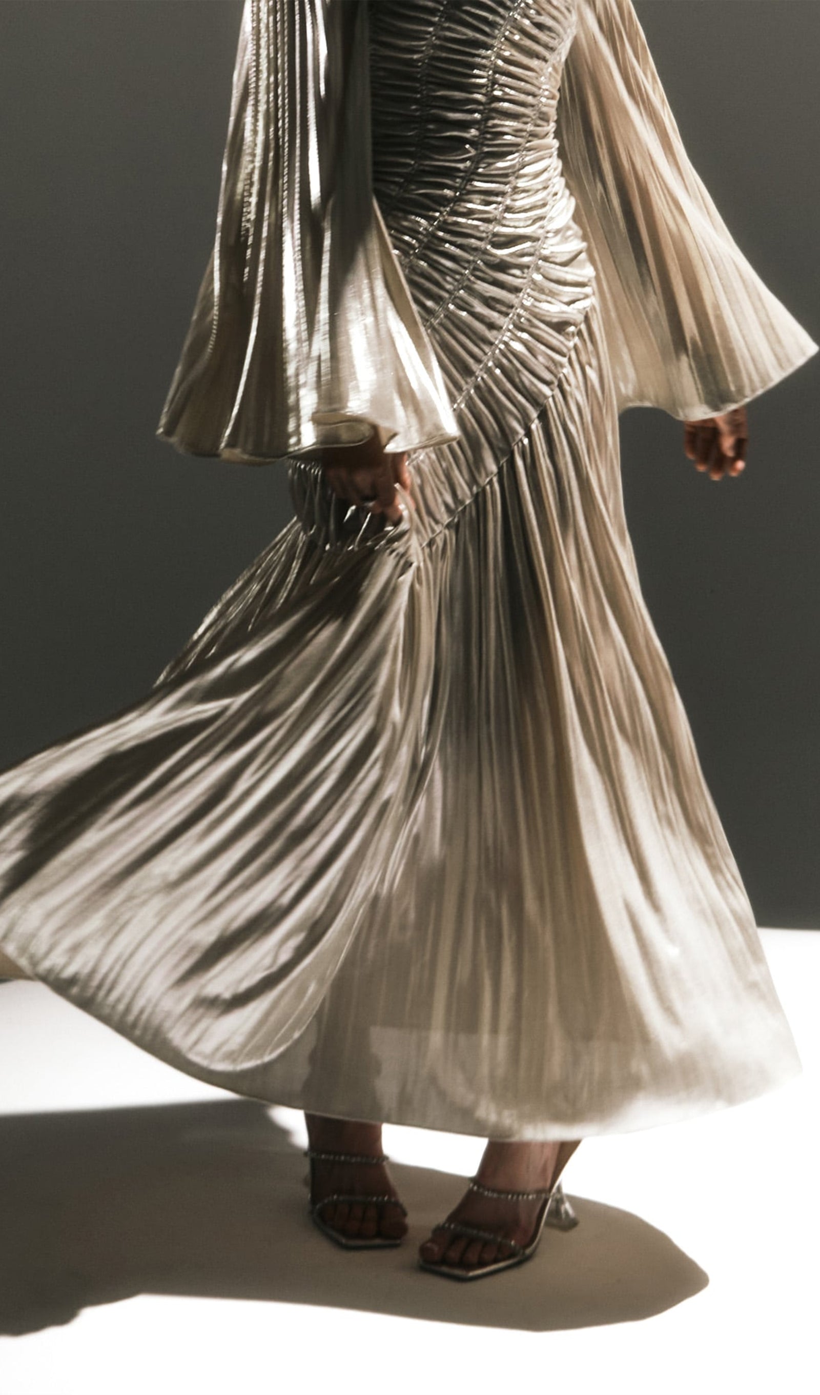 Metallic Maxi Dress In Silver