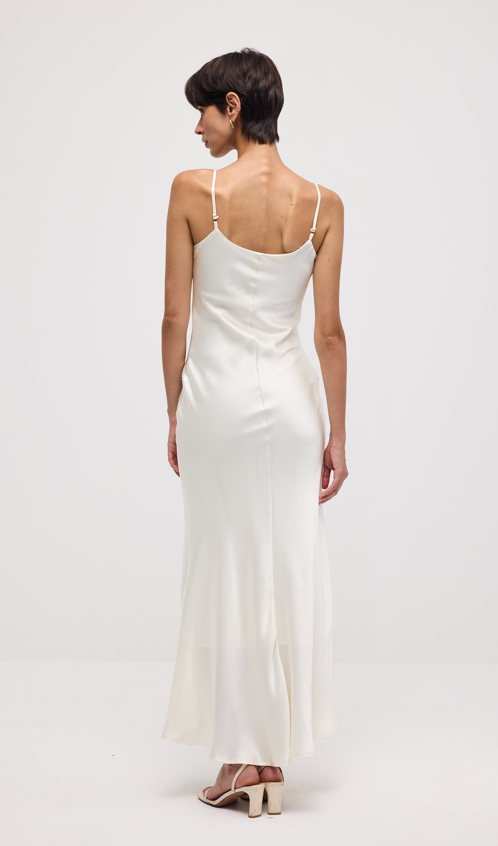 Solid Satin Sleeveless Maxi Dress