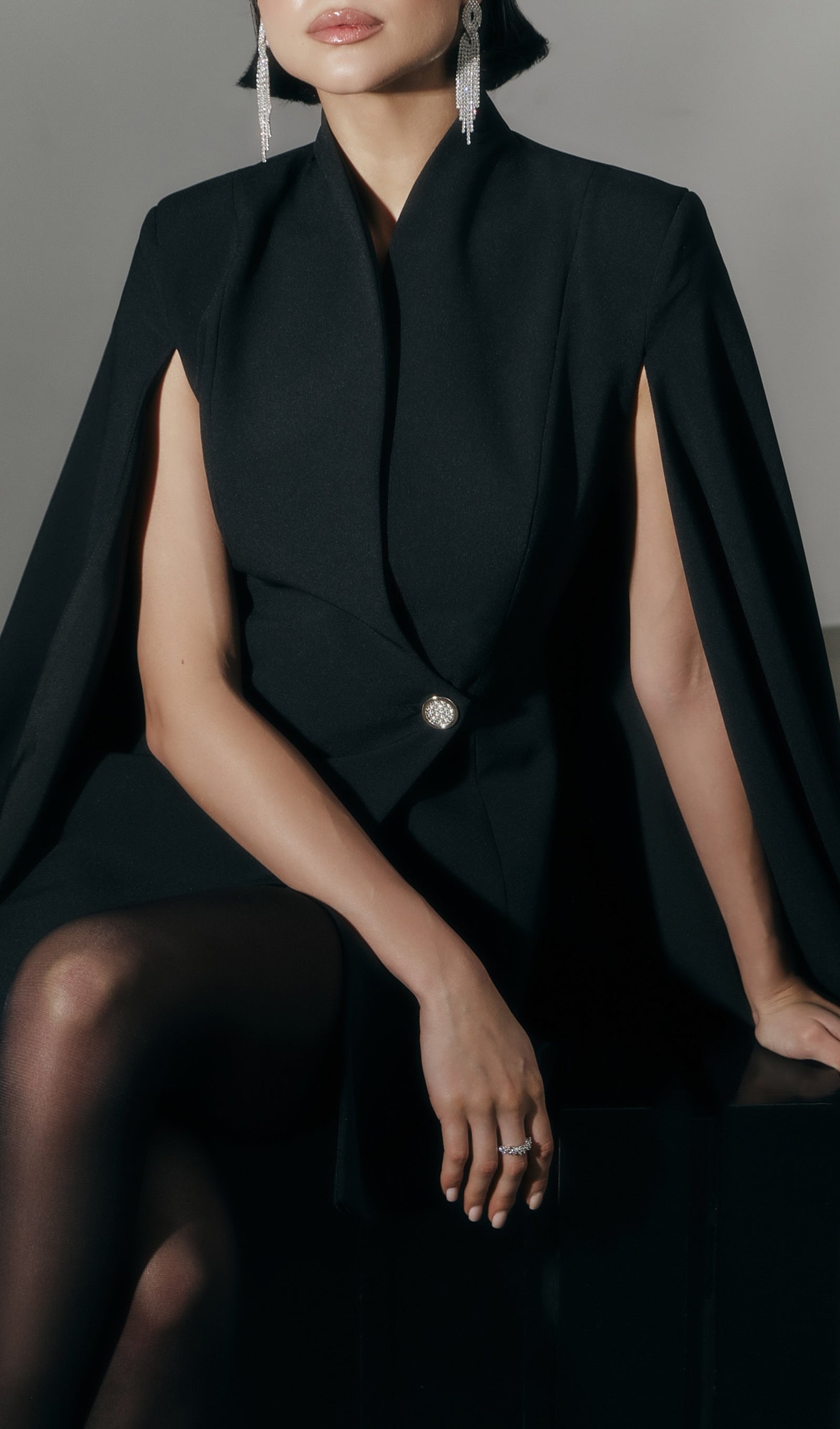 Mini Dress With Flared Sleeves In Black