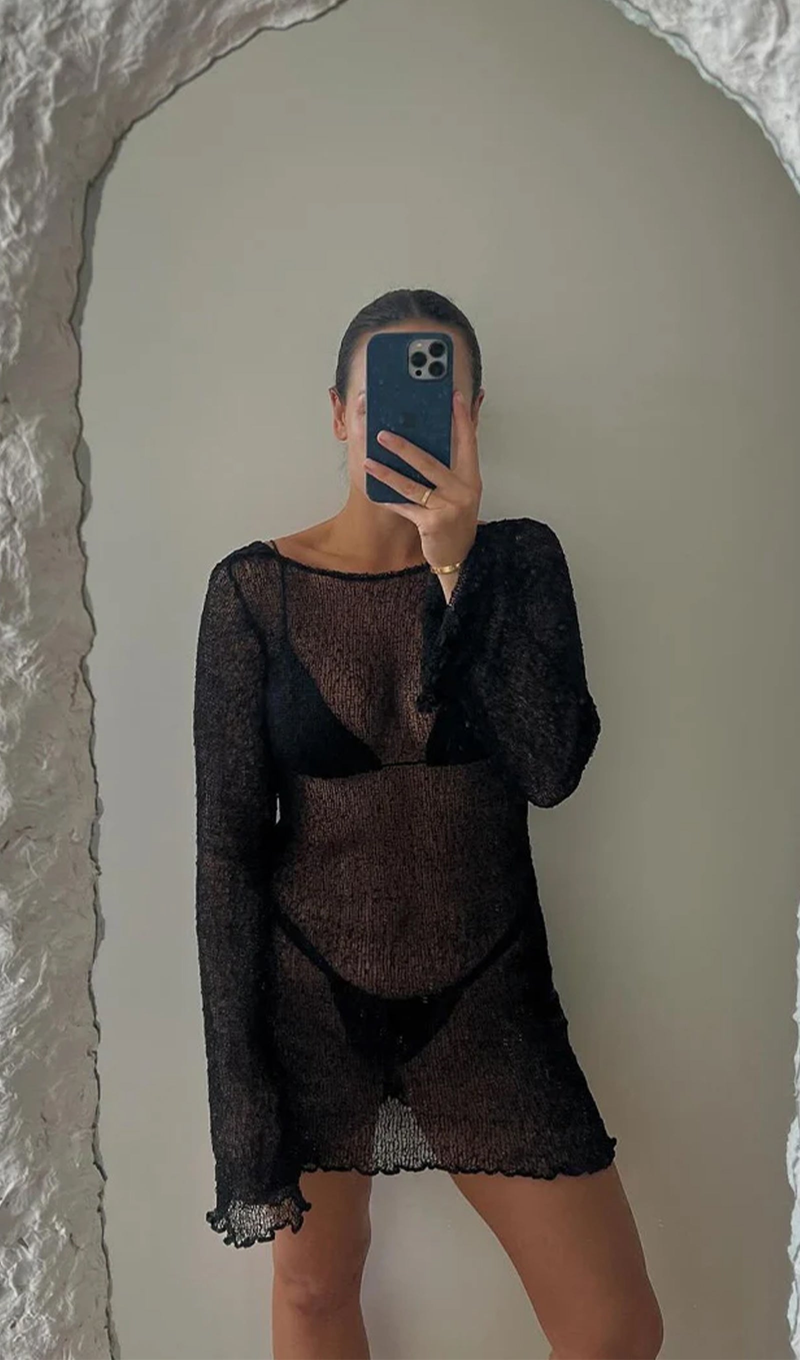 Knit Cover Up Backless Mini Dress