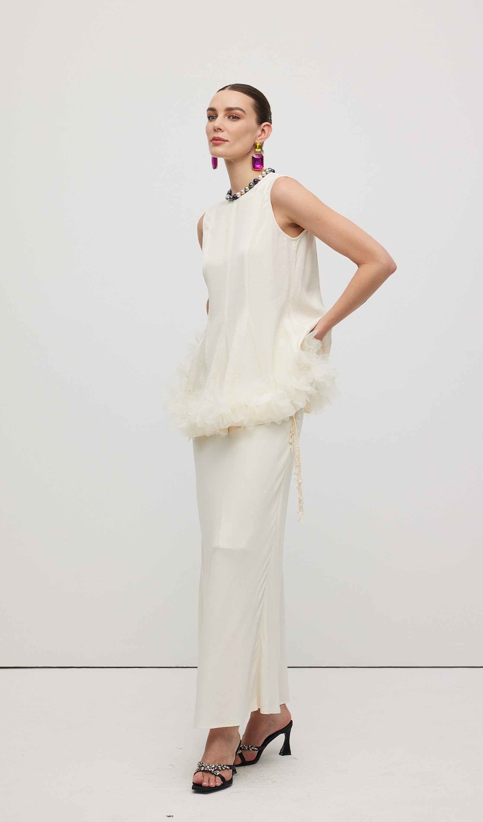 Sleeveless Ruffle Maxi Dress Sets