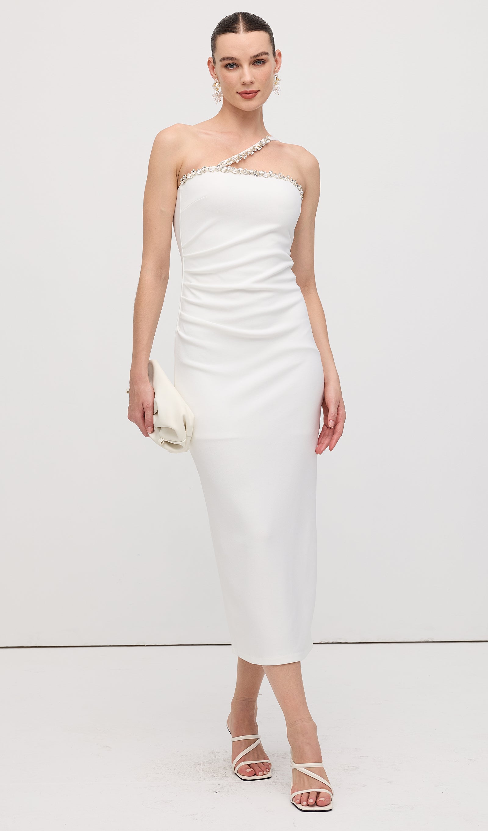 Diamond Chain Off Shoulder Midi Dress