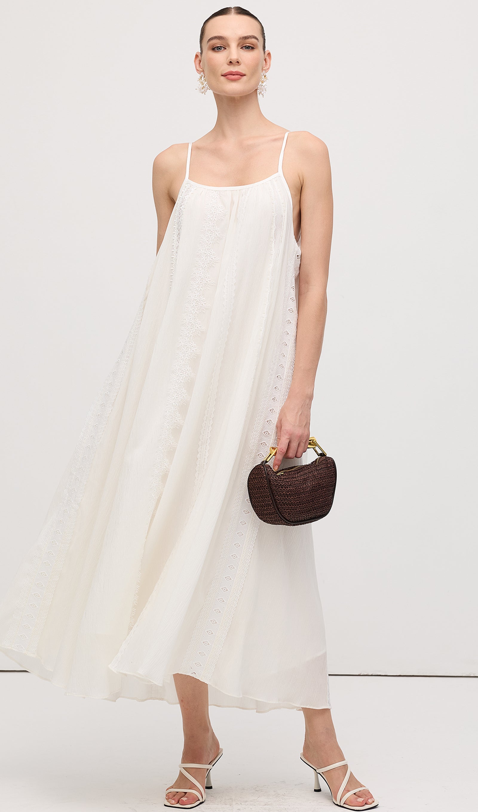 Embroidered Cotton And Linen Midi Dress