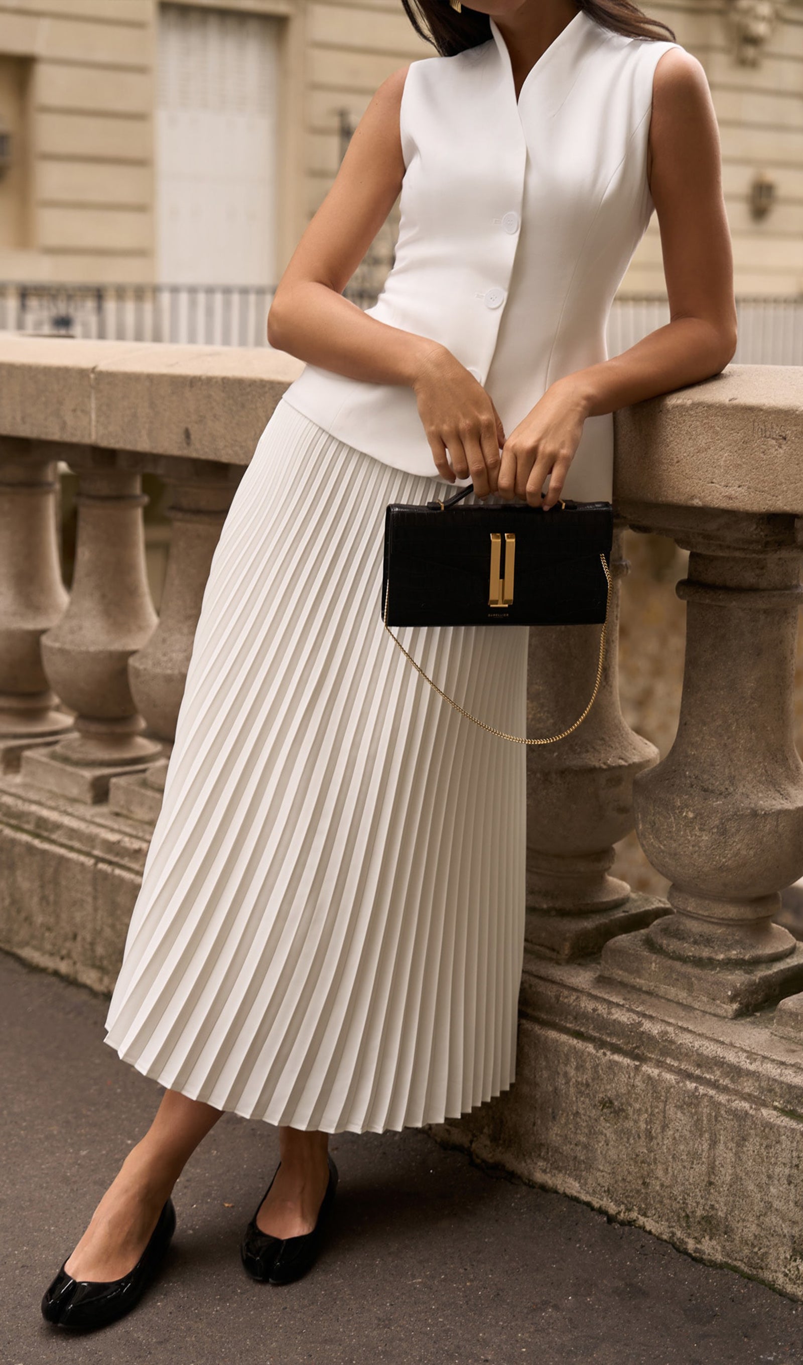 Flared Waistcoat & Pleated Midi Skirt Sets