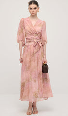 Floral Knot Cut Out Midi Dress Sets