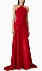 Halter And A Fluid Floor-Length Maxi Dress