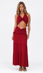 Halter Top & Twist Ruffled Maxi Skirt Sets