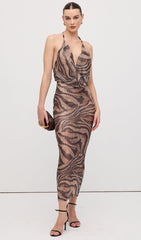 Halter Rhinestone Maxi Dress