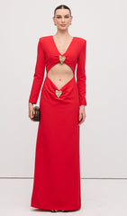 Heart Jewel Details Maxi Dress