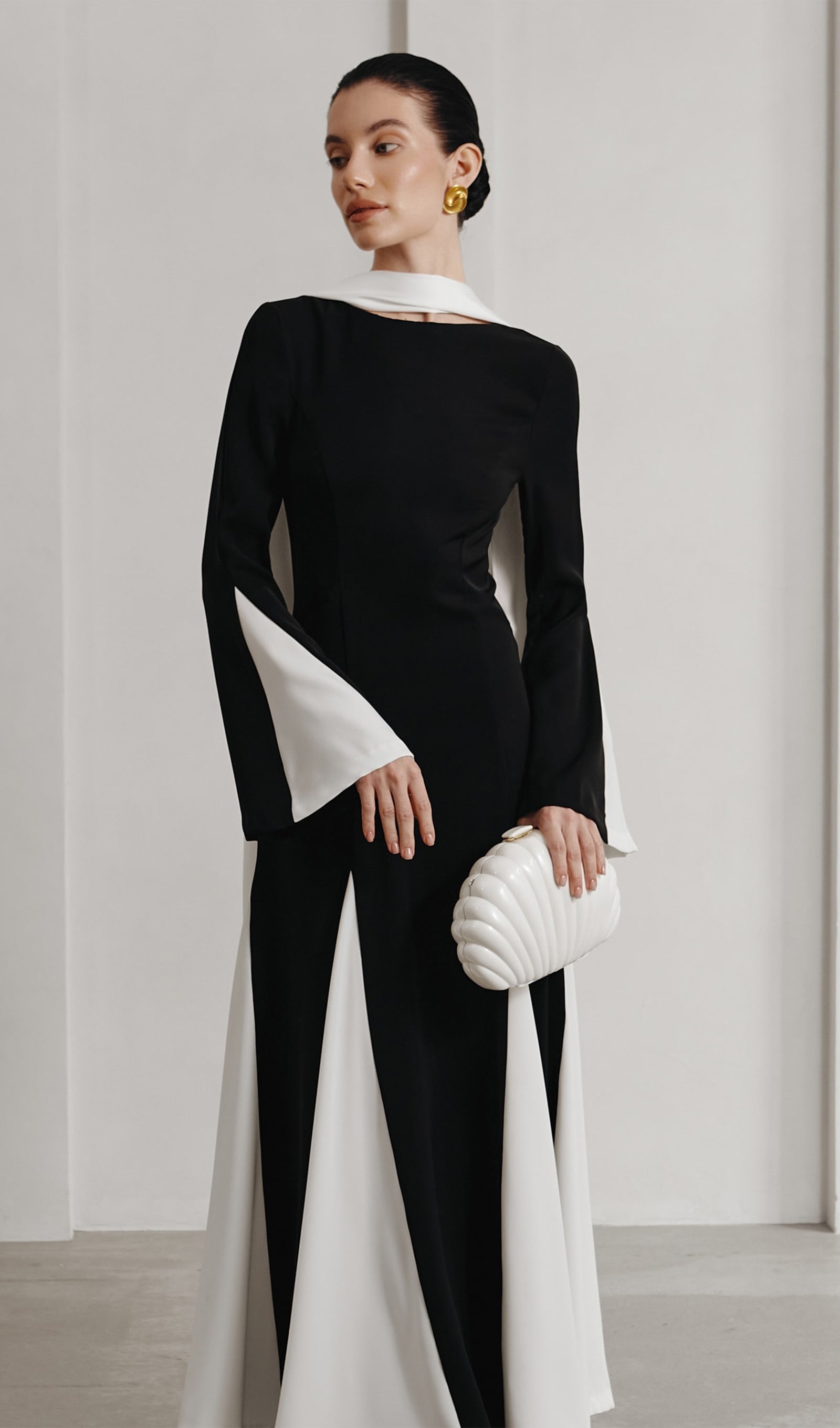 Knitted Triangular Inserts Maxi Dress