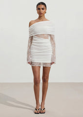 Lace Knit Mini Dress In Ivory
