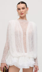 Lace Semi Sheer Ruffled Mini Dress