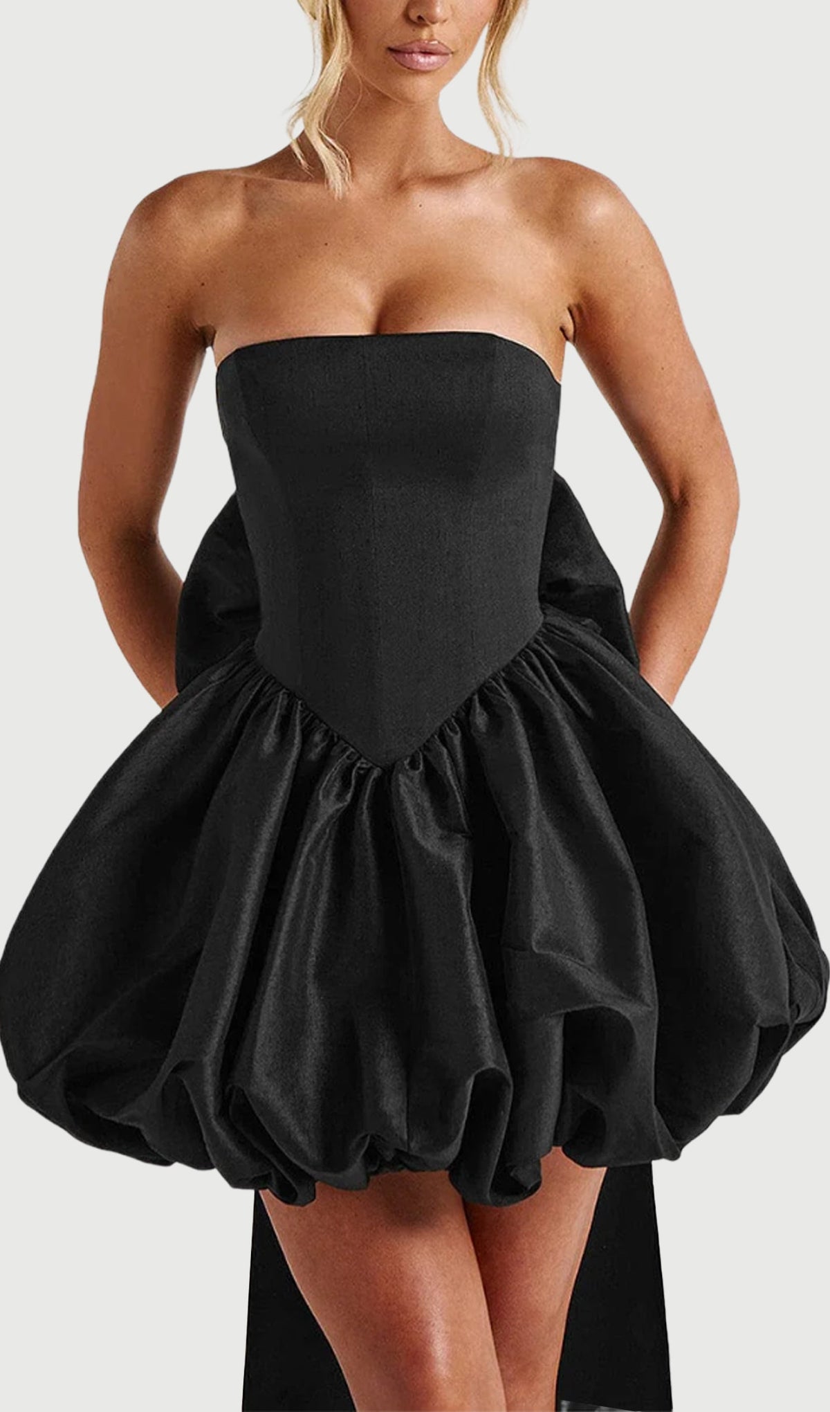 Lotus Mini Dress With Bow In Black