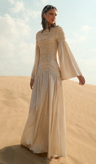 Metallic Elasticated Gathers Maxi Dress