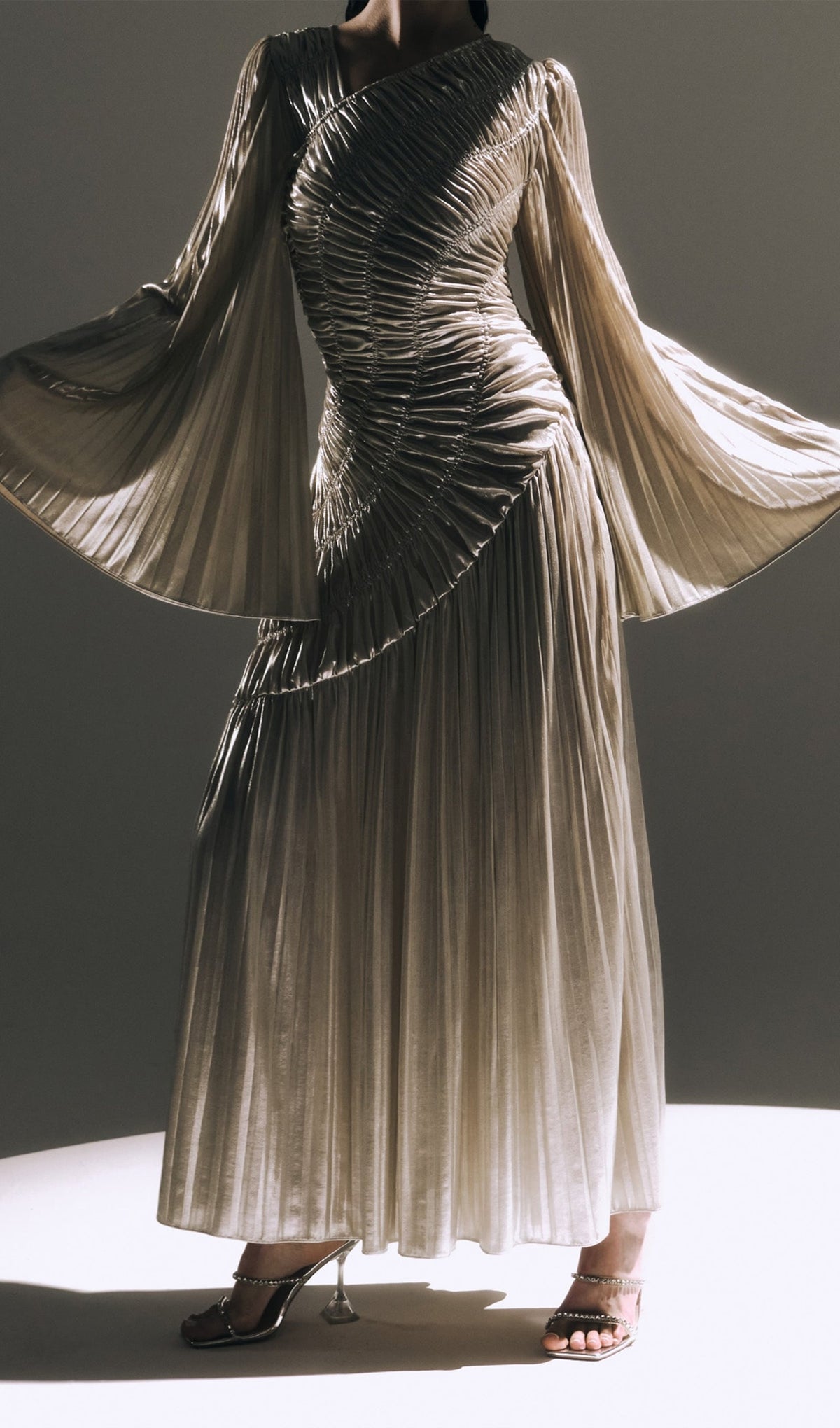 Metallic Maxi Dress In Silver