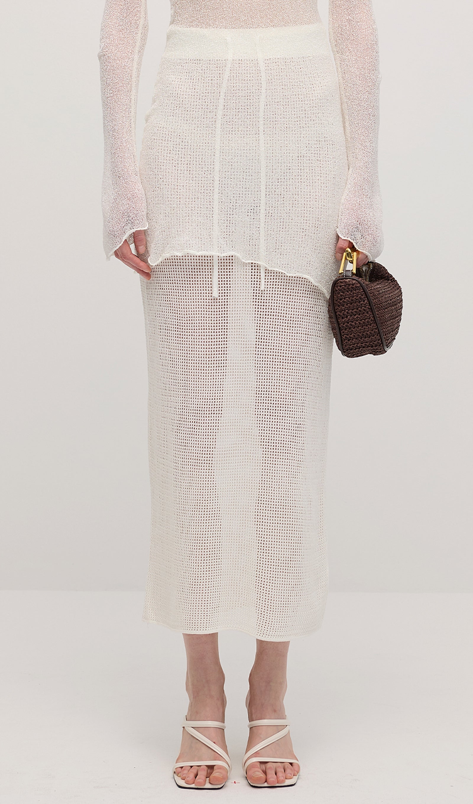 Hollow Out Drawstring Maxi Skirt